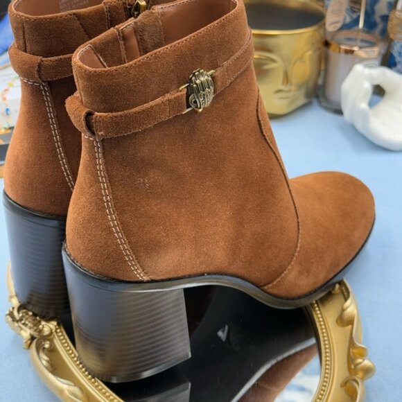 🆕 KURT GEIGER LONDON 🧿 NIB Shoreditch Block Ankle Boot, Tan Suede Sz39 US 8.5 - Picture 13 of 16